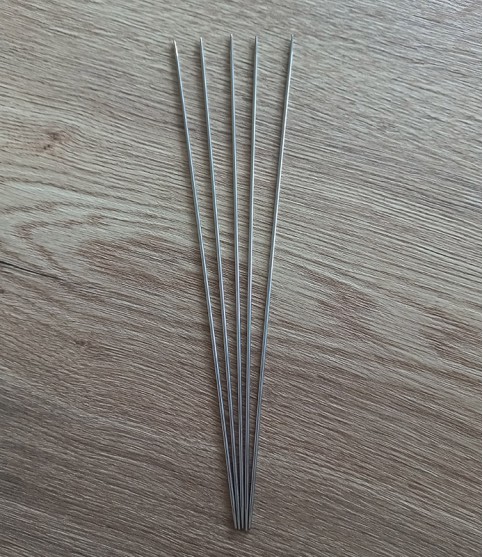 Set van 5 breinaalden zonder knop RVS - 2,25mm - 25cm