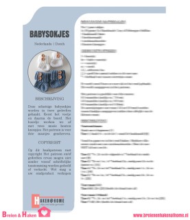 Haakpatroon - Babysokjes (patroonkaart)