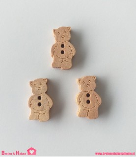 Houten Knoopjes - Teddybeer - 17x20mm