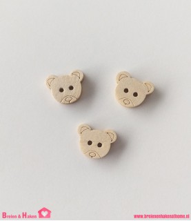 Houten Knoopjes - Teddybeer - 10x12mm