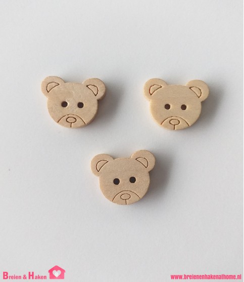 Houten Knoopjes - Teddybeer - 15x18mm