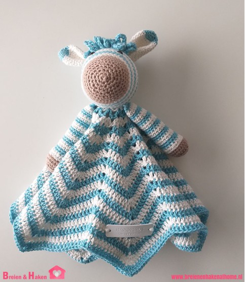 Knuffeldoekje Zebra - Turquoise/Wit