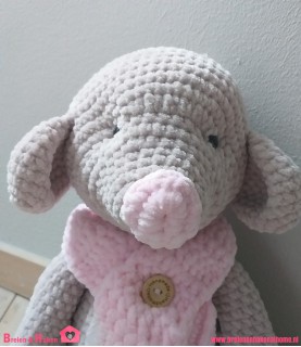 Knuffel Muis - Créme/Roze (42cm hoog)