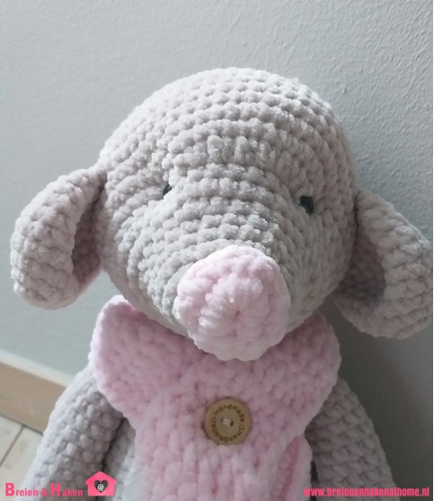 Knuffel Muis - Créme/Roze (42cm hoog)